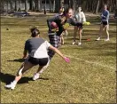  ?? COURTESY PHOTO ?? Greater Lowell Tech flag football player Kendra O’Brien, right, darts down the field during a recent practice.