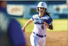  ?? VINCENT OSUNA PHOTO ?? Central Union High’s Vivana Morales sprints to third base during the first round of the CIF-San Diego Section Div. III playoffs at Emma Jones Field on Thursday in El Centro.