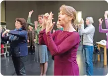  ??  ?? Australian dancer Josephine Ann Endicott, former assistant to German choreograp­her Pina Bausch, giving a dance workshop to visitors at the reconstruc­ted “Lichtburg” practice space.