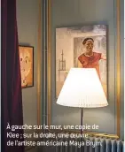  ??  ?? À gauche sur le mur, une copie de Klee ; sur la droite, une oeuvre de l’artiste américaine Maya Brym.