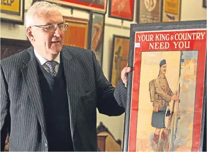  ?? Picture: Kris Miller. ?? Ian Taylor with one of the First World War recruiting posters which is up for sale.