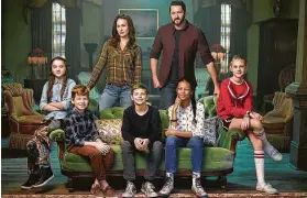  ?? Disney Channel ?? “Secrets of Sulphur Springs” stars, from left, Madeleine McGraw, Landon Gordon, Kelly Frye, Preston Oliver, Josh Braaten, Kyliegh Curran and Elle Graham.