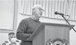  ?? KIRK STARRATT ?? Kings County Coun. Jim Winsor says a memorandum of understand­ing involving the municipali­ty, Greenwich Fire Commission and fire department was signed in January 2021 that led to the review and recommenda­tions by EM&T.