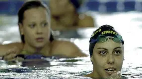  ??  ?? Campioness­e La candidata Alessia Filippi in acqua, dietro di lei Federica Pellegrini