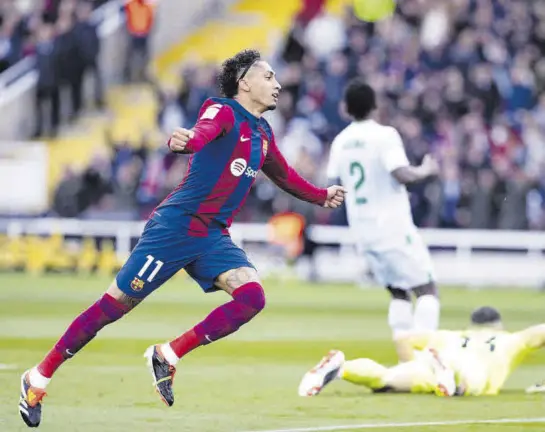  ?? // JAVI FERRÁNDIZ ?? Raphinha fue una de las claves de la delantera ante el Getafe