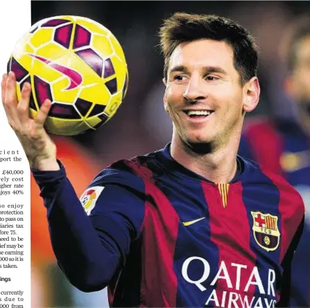  ??  ?? Individual savings accounts (Isas) MESSI BUSINESS: Footballer Lionel Messi of FC Barcelona fell foul of the taxman, but with proper planning and good advice you can reduce the amount of tax you pay – legally Enterprise investment (EI) schemes