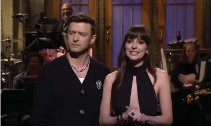  ?? Justin Timberlake and Dakota Johnson on Saturday Night Live. Photograph: YouTube ??
