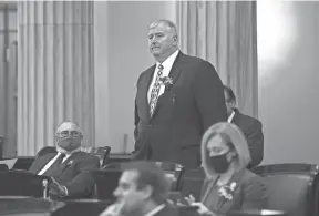  ?? FRED SQUILLANTE/COLUMBUS DISPATCH ?? Rep. Larry Householde­r, the former Ohio House Speaker currently under federal indictment on bribery and racketeeri­ng charges, has introduced legislatio­n aimed to hold local officials responsibl­e for health orders and enable lawmakers to vote down the governor's executive orders.