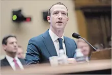  ?? BLOOMBERG ?? Facebook’s Mark Zuckerberg speaks during a House hearing on April 11. He might be able to avoid such public testimony when he is expected to speak with leaders of the European parliament next week.