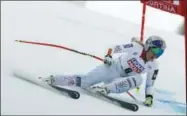  ?? GABRIELE FACCIOTTI — THE ASSOCIATED PRESS ?? United States’ Lindsey Vonn speeds down the course during an alpine ski, women’s World Cup super-G, in Cortina D’Ampezzo, Italy, Sunday.
