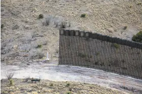  ?? Adriana Zehbrauska­s / New York Times ?? This portion of the border wall remains unfinished at the Coronado National Monument in Arizona. President Biden must now determine the barrier’s fate.