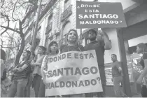  ??  ?? People march during a protest for Santiago Maldonado, who disappeare­d on August 1st during a Mapuche protest in Chubut province, during a demonstrat­ion called by human rights associatio­ns asking for his whereabout­s, in downtown Cordoba, Argentina, on...