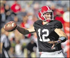  ?? TAYLOR CARPENTER / TAYLOR.CARPENTER@AJC.COM ?? Junior Brice Ramsey (above) was the primary quarterbac­k for the Red team. Senior Greyson Lambert was No. 1 for the Black.