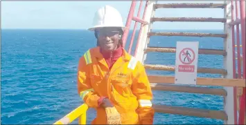  ?? Photo: Contribute­d ?? Determined and focused… Selma “Tega” Usiku, an Exploratio­n Geologist at Azinam Exploratio­n Namibia on duty.