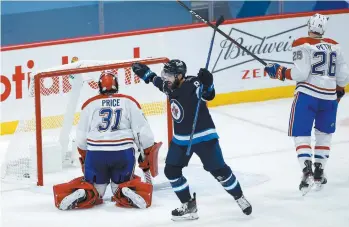  ?? JOHN WOODS LA PRESSE CANADIENNE ?? Dans la défaite de 6-3 face aux Jets de Winnipeg, jeudi, le gardien Carey Price a encaissé cinq buts dans une même rencontre pour la quatrième fois de la campagne.