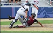  ?? TOMNASH - DIGITAL FIRSTMEDIA ?? Ambridge-Baden’s Tre Thomas scores a run in the fifth inning against Spring City.