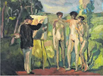  ?? FOTO: R. MAASS ?? Albert Weisgerber hatte ein Gespür für Farben, wie etwa in „Der Maler und die drei Grazien“(1910).