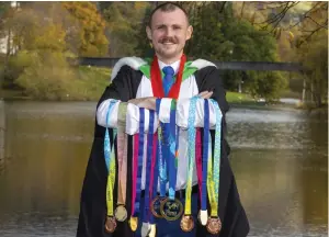  ?? ?? Ross Murdoch is swapping the pool for the police following his graduation from the University of Stirling