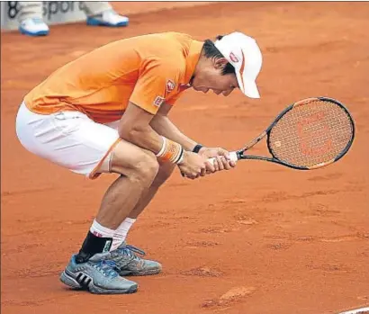  ?? PEDRO MADUEÑO ?? El japonés Nishikori, que defendía el título, lamenta un punto perdido