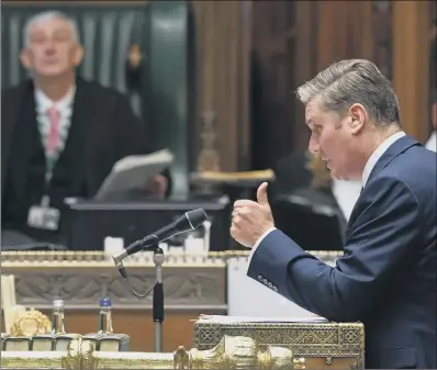  ?? PICTURE: JESSICA TAYLOR/ UK PARLIAMENT/ PA ?? NATIONAL EFFORT: Labour leader Sir Keir Starmer making his points in the Commons yesterday.