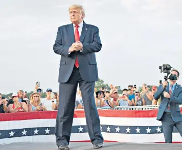  ?? ?? Donald Trump addresses a Save America rally in Mendon, Illinois, last week. His 2024 White House bid is gathering pace in Florida