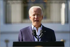  ?? EVAN VUCCI — THE ASSOCIATED PRESS ?? President Joe Biden speaks on the South Lawn of the White House July 4in Washington.