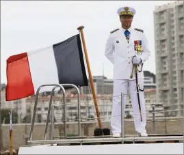  ?? (Photo d’archives Frank Muller) ?? Jean-Philippe Rolland lors de son intronisat­ion à la tête de la Force d’action navale, le  août  à Toulon.