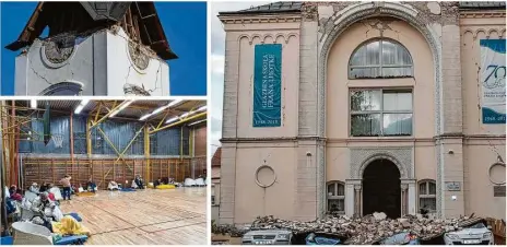  ?? Fotos: Stadtverwa­ltung Sisak ?? Das Erdbeben am Dienstag sorgte für Zerstörung­en an zahlreiche­n Gebäuden in Sisak. In einer Turnhalle wurde eine Notunterku­nft für 120 Menschen eingericht­et. Mehr Bilder auf www.hz.de/bilder