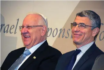  ?? (Courtesy of the Union for Reform Judaism) ?? PRESIDENT REUVEN RIVLIN and Rabbi Rick Jacobs, the head of the Union for Reform Judaism, attend a meeting of American Jewish religious leaders in New York, in 2015.