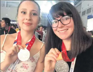  ??  ?? 18-year-old Bethan Padbury (right in both pictures) was given the opportunit­y to represent the UK at Castic, a Science and Technology Innovation contest in China. She represente­d the UK alongside GSK Young Scientist of the Year, Emily Xu, 19, from London