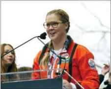  ??  ?? In this Jan. 21 photo, comedian Amy Schumer speaks to the crowd during the Women’s March in Washington.