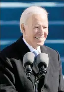  ?? The Associated Press ?? President Joe Biden speaks during the 59th Presidenti­al Inaugurati­on at the U.S. Capitol in Washington, Wednesday.