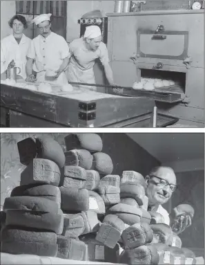  ?? PICTURES: GETTY IMAGES ?? LOAF STORIES: From top, bakers at work in 1922, preparing dough to be baked in an electric oven; Ted Page judging a bread baking competitio­n in November 1965.