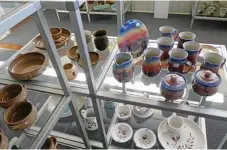  ??  ?? Darling Downs Potters Club members’ work at Parkside Ceramics.