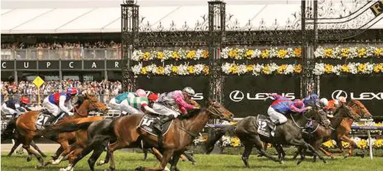  ?? ?? A shot of the finish of the 2019 Melbourne Cup, won by Vow and Declare
