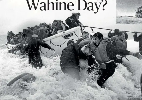  ?? BARRY DURRANT/DOMINION POST ARCHIVES IAN MACKLEY/DOMINION POST ARCHIVES ?? Survivors of the Wahine disaster make it to shore in a lifeboat on April 10, 1968.