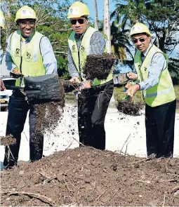  ?? FILE ?? Prime Minister Andrew Holness (centre) breaks ground for one of the developmen­ts expected to tax the water supply in Negril, the NHT housing project in Shrewsbury, Westmorela­nd, on March 24. Chairman of the NHT Nigel Clarke (left) and and Cabinet...