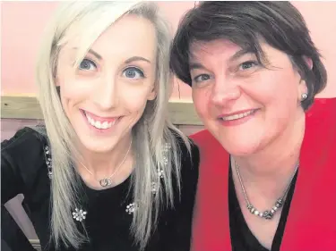  ??  ?? Carla Lockhart (left) and Arlene Foster posed for a picture during a DUP dinner