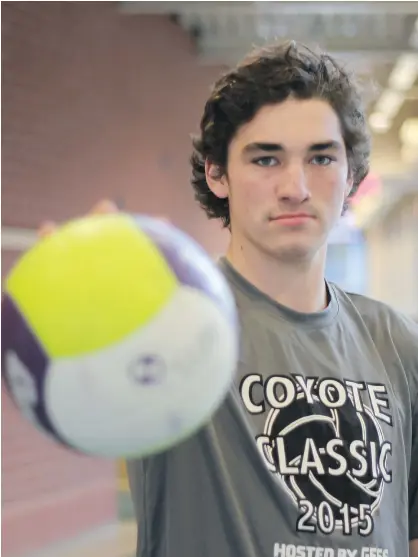  ?? — KEVIN NICKEL ?? Despite playing competitiv­ely in his sport for about two years, Lake Country’s 16-year-old Fynn McCarthy is already a member of Canada’s under-18 men’s volleyball team.