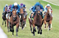  ??  ?? Uphill battle: Master Of The Seas (right) gets away from his stable companion La Barrosa to claim victory in the Craven Stakes at Newmarket