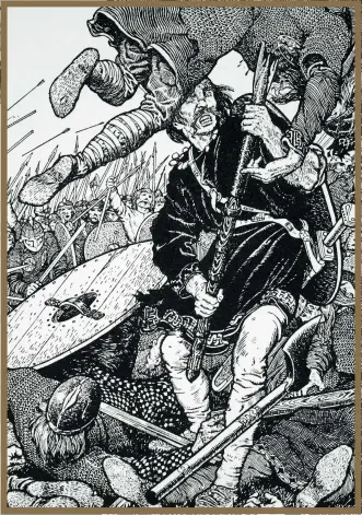  ??  ?? BELOW Thorolf Skallagrim­sson, a character in Egil’s Saga, at the Battle of Brunanburh