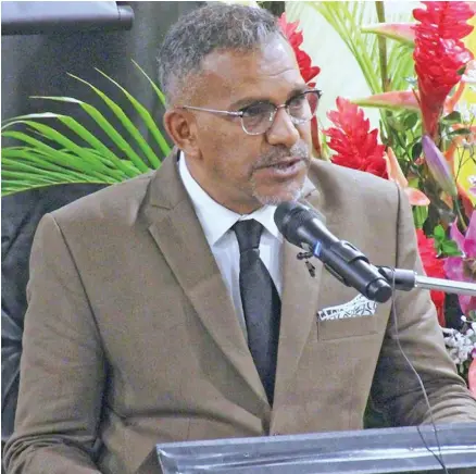  ?? Photo: DEPTFO. ?? Minster for Industry, Trade and Tourism Faiyaz Koya at the 2018 Kula Film launch at the Grand Pacific Hotel in Suva on March 23, 2018.