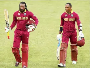  ??  ?? Back for ODI series: Chris Gayle and Marlon Samuels