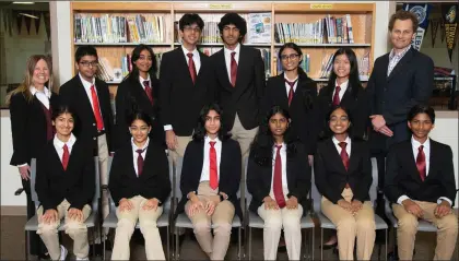  ?? COURTESY OF DELCO HI-Q ?? The Garnet Valley Delco Hi-Q Team includes, front from left, Anjali Kumar, Devisree Putta, Ria Hegde, Prathika Vaiyapuri, Hiral Palakurty, Rohit Rajagopala­n; back, faculty adviser Sandra Dubansky, Ekansh Agarwal, Sanjana Balaji, Shiven Patel, Pranav Vijay, Srilekha Mamidala, Zeila Mardjoko, and faculty adviser Alex Hillemeyer.