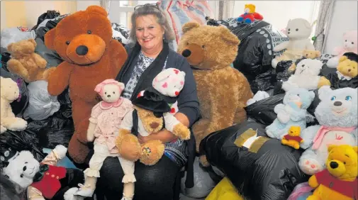  ?? PHOTO: CLINTON LLEWELLYN. ?? Brenda Blackett at home in the Christmas Lights House with just some of the teddy bears that are on display at Takapau Town Hall this week.