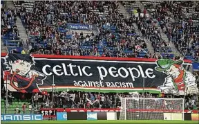  ??  ?? La banderole déployée par le RCK lors de Rennes-Celtic, en octobre 2011.