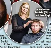  ??  ?? Behutsam befestigt Grit Bentzin (36) das Haarsystem auf dem Kopf ihres Kunden.