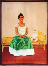  ??  ?? “Self-portrait on Bed,” Frida Kahlo, 1937, oil on metal.