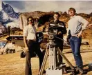  ?? ?? Robin Browne, centre, with the second unit camera team on A Passage to India (1984)