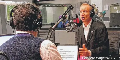  ??  ?? Gov. Rauner takes questions on WBEZ’s “Morning Shift.” | COURTESY WBEZ